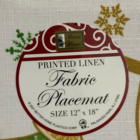 Printed Linen Fabric Placemats Christmas Holiday Reversible 12 in X 18 in White - Picture 5 of 7